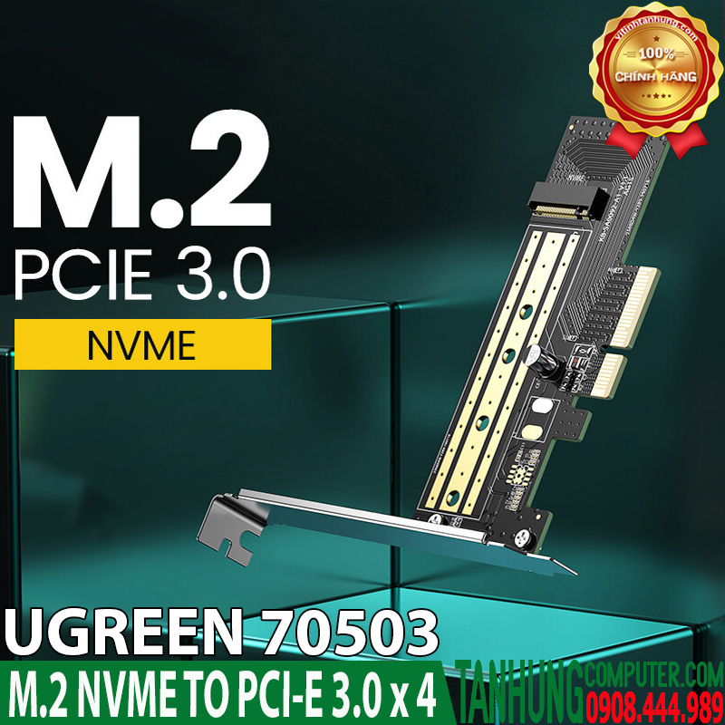 Card PCIe ổ cứng M 2 SATA NVMe Ugreen 70503 hỗ trợ M Key 2230 2242