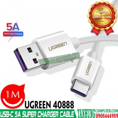 Cáp sạc nhanh USB Type C 5A Super Charger Dài 1M Ugreen 40888 Chính Hãng
