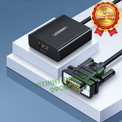 Cáp Chuyển VGA sang HDMI+Audio Ugreen 60814 Cao Cấp(dài 30cm, có cổng trợ nguồn Micro USB)