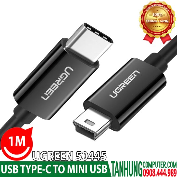 Cáp USB-C to Mini USB Ugreen 50445 Dài 1M Chính hãng cao cấp