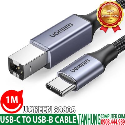 Cáp USB-C to USB-B Ugreen 80805 Dài 1M Chính hãng cao cấp (Vỏ Nhôm)