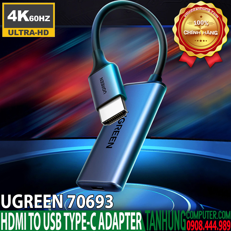 Cáp hdmi 2.0 to USB - C 4K@60Hz Ugreen 70693 (Vỏ Nhôm) cao cấp