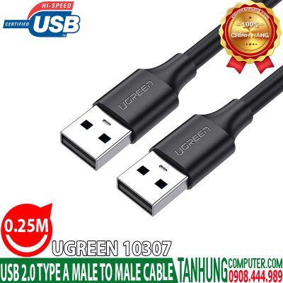 Cáp USB 2.0 hai đầu đực dài 0,25m Ugreen 10307 Chính hãng cao cấp
