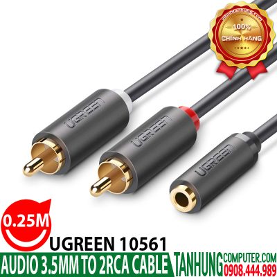 Cáp Audio 3.5mm (ÂM) to RCA 0.25M Ugreen 10561 Chính hãng cao cấp