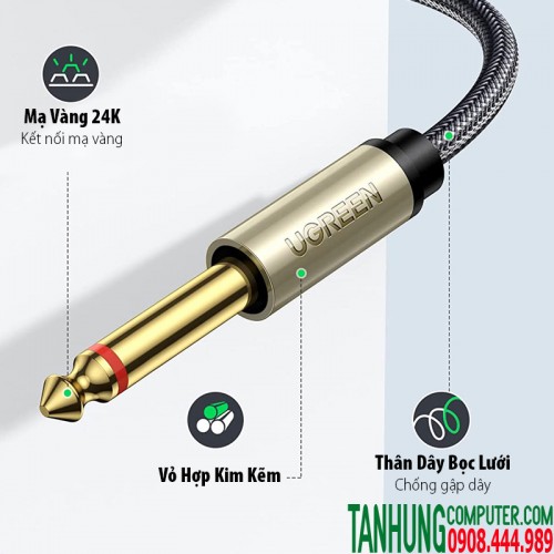 10613202-500x500-1 Dây audio 3.5mm ra 2 đầu 6.5mm dài 5M mạ vàng Ugreen 10619 Cao Cấp Chính Hãng