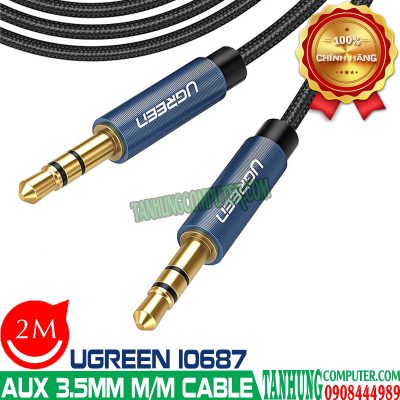 Dây AV 3.5mm (M/M) Ugreen 10687 dài 2m Đầu hợp kim bọc lưới cao cấp