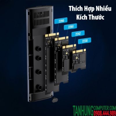 Thiết bị đựng ổ cứng M.2 SATA NVMe/NGFF PCIe 3.0 GEN 2 Ugreen 90264 hỗ trợ M-Key và M&B Key 2230/2242/2260/2280, 10Gbps cổng USB type C