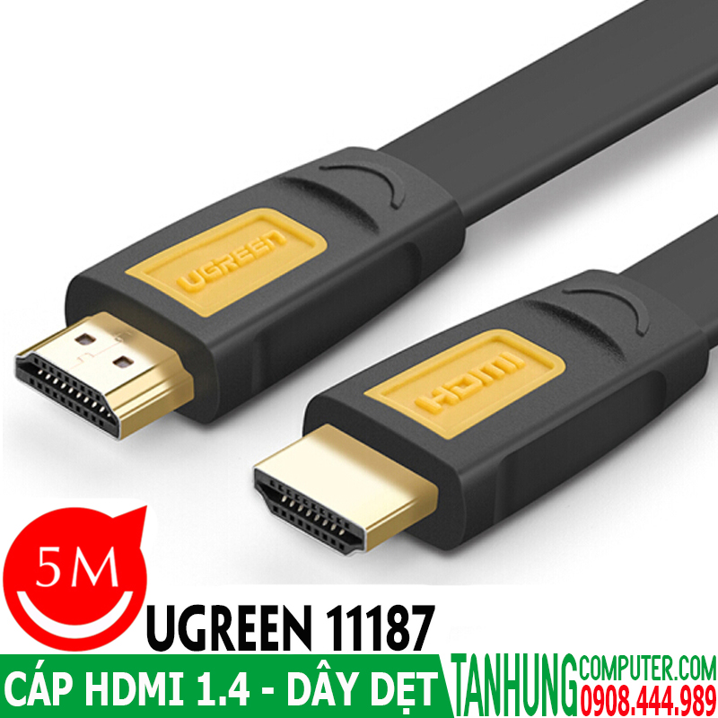 Cáp HDMI dẹt dài 5m hỗ trợ Ethernet 3D 4K*2K Ugreen 11187