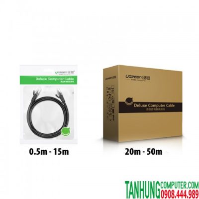 Dây mạng đúc sẵn 2 đầu Cat6 UTP Chính Hãng Ugreen 20168 Cao Cấp dài 30m(Gigabit-Black)