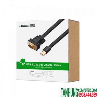 Cáp chuyển đổi USB to Com 1M Ugreen 20206 cao cấp chính hãng (Chipset FTDI FT232)