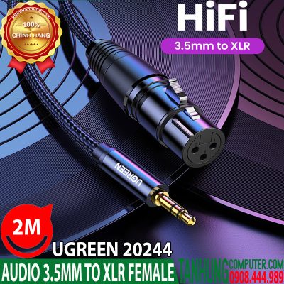 Cáp Audio 3.5mm sang Canon Female (XLR) Dài 2M Ugreen 20244, Hỗ trợ HiFi Chính hãng cao cấp