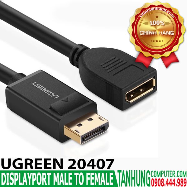 Cáp nối dài Displayport Male to Female 4k x 2k Dài 25cm - UGREEN 20407