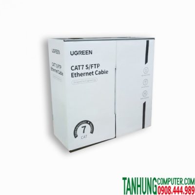 Cáp mạng Cat7 Chính Hãng Ugreen 20516 NW125 Cao Cấp S/FTP,23AWG,0.58+008mm-10Gbps 600Mhz-Gray(100met,thuần đồng)