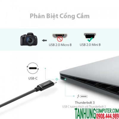 Cáp USB-C to Mini USB Ugreen 50445 Dài 1M Chính hãng cao cấp