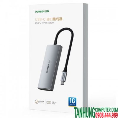 Hub USB-C 3.2 10Gbps Ugreen 30758, Hỗ trợ 2*USB 3.2 và USB-C 3.2 Chính hãng cao cấp