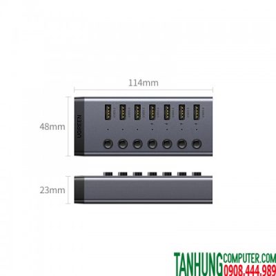 HUB USB 7 Cổng USB 3.0 Ugreen 30778 có nút công tắc, nguồn 12V/2A Chính Hãng