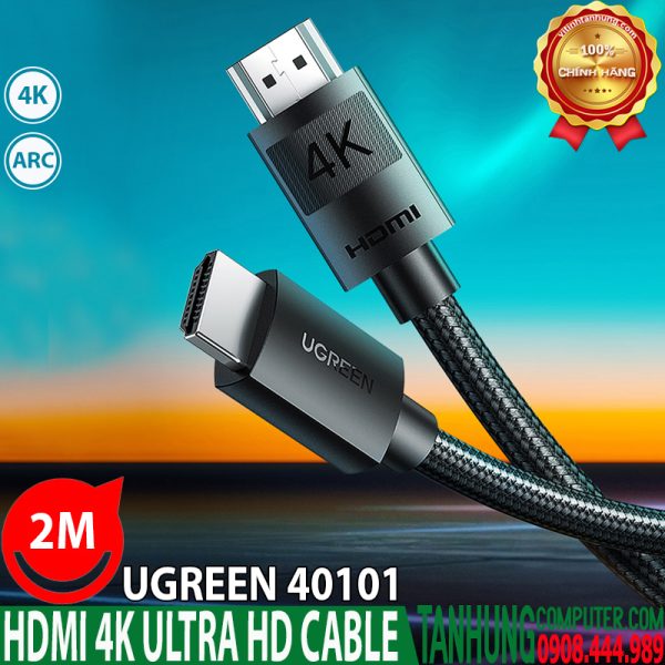 Cáp HDMI 4K Dài 2M  Ugreen 40101 hỗ trợ ARC chính hãng cao cấp