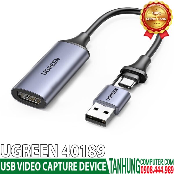 Cáp ghi hình HDMI to USB A/ USB C Video Capture Card Ugreen 40189 Chính Hãng Cao Cấp