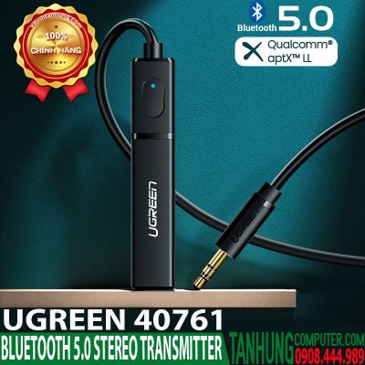 Bộ Phát Âm Thanh Bluetooth 5.0 Ugreen 40761 - Dùng Cho TIVI, PC, Laptop, Tivi Box... Cổng 3.5mm