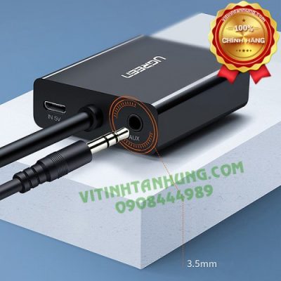 Cáp Chuyển VGA sang HDMI+Audio Ugreen 60814 Cao Cấp(dài 30cm, có cổng trợ nguồn Micro USB)