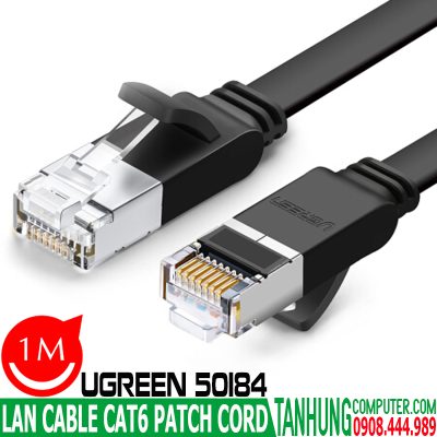 Dây nhảy,Patch Cord Ugreen 50184 Cat6 1M-Gigabit 24AWG Flat,Đầu kim loại