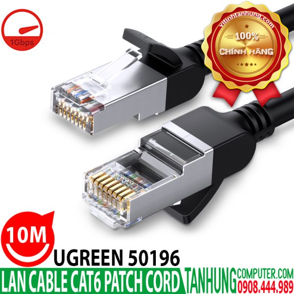 Cáp CAT6  Patch Cord  UTP 24AWG CU Ugreen 50196 Dài 10M