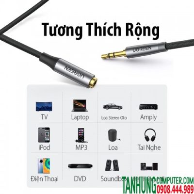 Cáp Audio 3.5mm nối dài 3m Ugreen 50242 Vỏ Nhôm Chính Hãng Cao Cấp