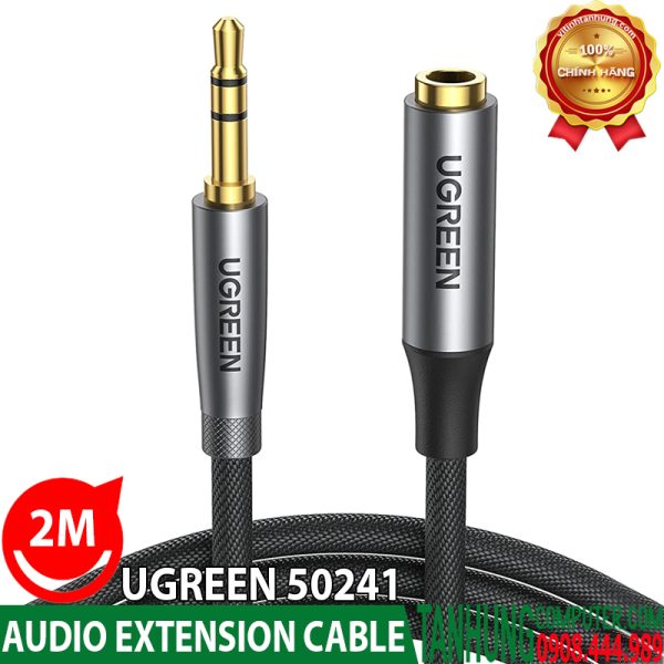 Cáp Audio 3.5mm nối dài 2m Ugreen 50241 Vỏ Nhôm Chính Hãng Cao Cấp