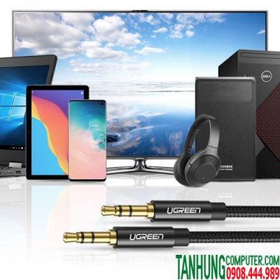Dây AV 3.5mm (M/M) Ugreen 50361 dài 1M Đầu hợp kim bọc lưới cao cấp