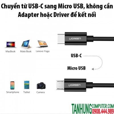 Cáp USB-C To Micro USB 1M Ugreen 50444 Chính hãng cao cấp