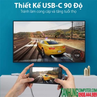 Cáp chuyển USB C to HDMI 4K@60Hz dài 2m Ugreen 50530, đầu USB-C bẻ góc 90 độ