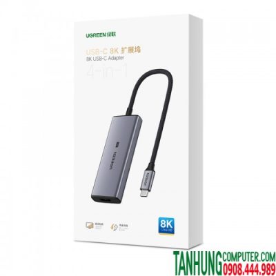 Hub USB-C to HDMI 2.1 8K + 3x USB 3.0 Ugreen 50629 cao cấp chính hãng (Vỏ Nhôm)