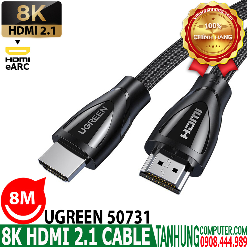 Cáp HDMI 2.1 Ugreen 50731 dài 8M độ phân giải 8K@60Hz Cao Cấp (Sợi Cotton)