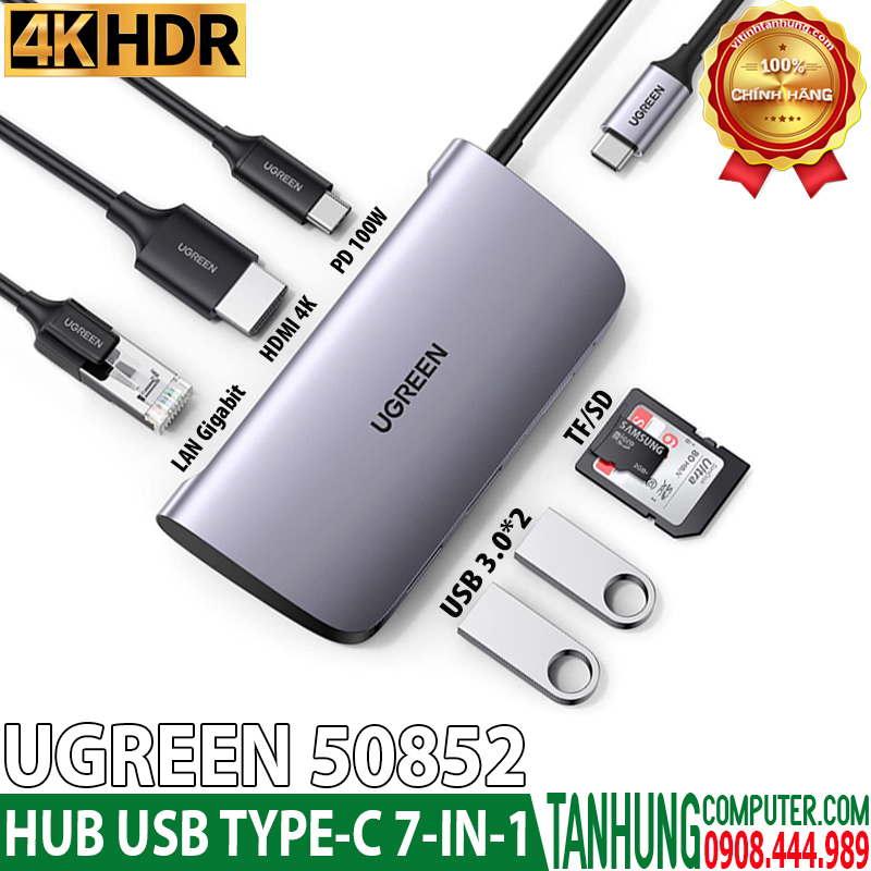 cap-chuyen-usb-c-to-hdmi-usb-3-0-lan-1gbps-card-reader-ugreen-50538