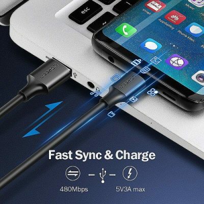 Cáp USB 2.0 to USB-C Ugreen 60826 dài 3m hỗ trợ sạc 3A chính hãng cao cấp