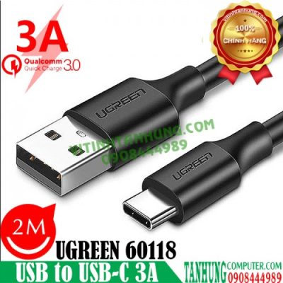 Cáp USB 2.0 to USB-C Ugreen 60826 dài 3m hỗ trợ sạc 3A chính hãng cao cấp