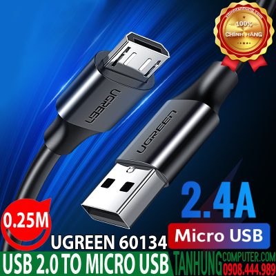 Cáp USB 2.0 to Micro USB, Màu Đen, Dài 0.25m - UGREEN 60134