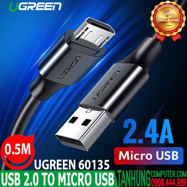 Cáp USB 2.0 to Micro USB, Màu Đen, Dài 0.5m - UGREEN 60135