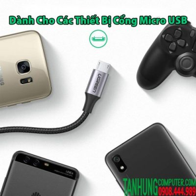 Cáp sạc nhanh Micro USB 2.0 2.4A QC3.0 cao cấp Ugreen 60146 dài 1m - Dây Dù Đầu Nhôm Siêu Bền