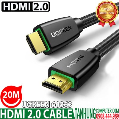 Cáp HDMI 2.0 Dài 20m Ugreen 60363 Chính Hãng Cao Cấp Hỗ Trợ 3D 4K