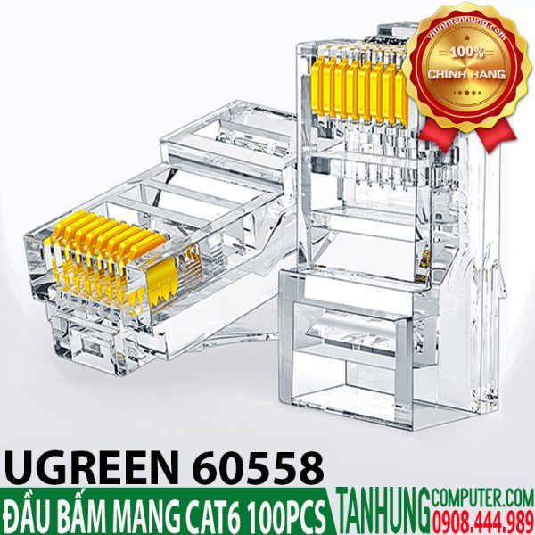 Đầu bấm mạng RJ45 Cat6 cao cấp Ugreen 60558 (Hộp 100 cái)