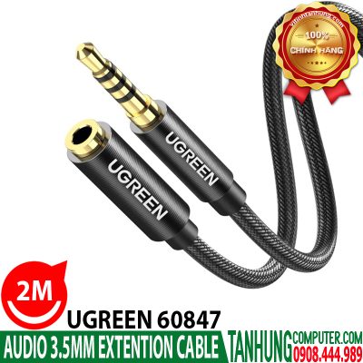 Cáp Audio 3.5mm 3 nấc nối dài 2M Ugreen 60847 chính hãng cao cấp