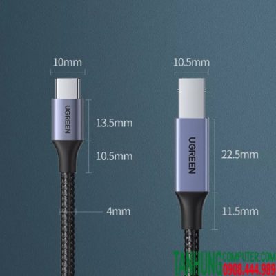 Cáp USB-C to USB-B Ugreen 80807 Dài 2M Chính hãng cao cấp (Vỏ Nhôm)