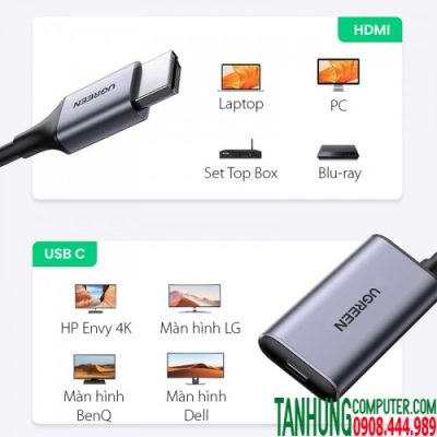 Cáp hdmi 2.0 to USB - C 4K@60Hz Ugreen 70693 (Vỏ Nhôm) cao cấp