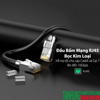 Hạt mạng Cat6A/Cat7 FTP Ugreen 80827 Cao Cấp(hộp/50c), kèm đầu chụp nhựa