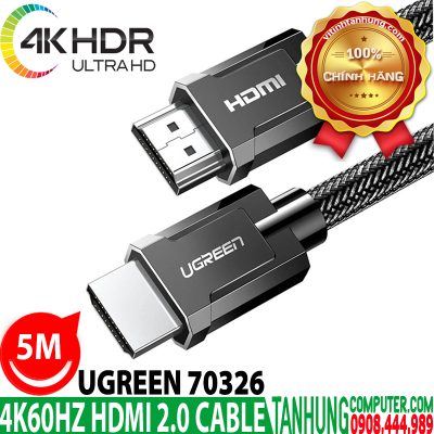 Cáp HDMI 2.0 Ugreen 70326 dài 5M độ phân giải 4K@60Hz Cao Cấp