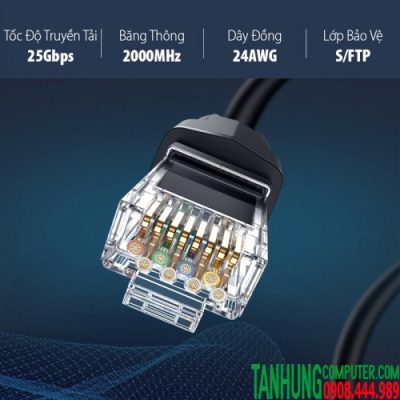 Cáp mạng Cat 8 Ugreen 70172 đúc sẵn 2 đầu S/FTP dài 5m cao cấp chính hãng