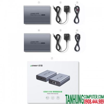 Thiết bị khuếch đại HDMI+USB qua Lan 150met KVM Cao Cấp Ugreen 70438 (Receiver)