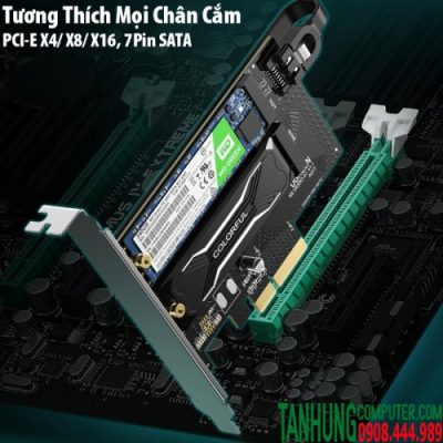 Card PCIe ổ cứng M.2 SATA NVMe/ NGFF Ugreen 70504 hỗ trợ M&B-Key, 2230/2242/2260/2280, tốc độ 32Gbps.