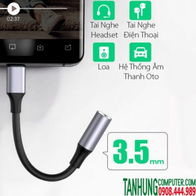 Cáp USB Type-C Sang Cổng Âm Thanh 3.5mm Ugreen 80154, hỗ trợ Samsung/ iPad Pro/ Surface chính hãng cao cấp